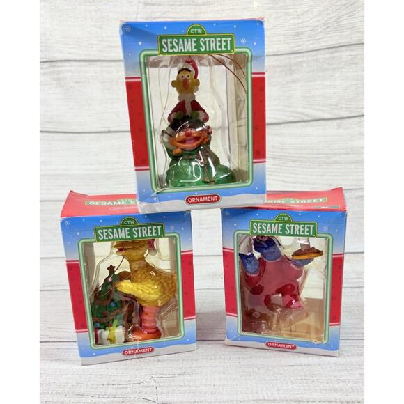 1998 Kurt Adler Sesame Street Christmas Ornament Lot Of 3 - Picture 1 of 13